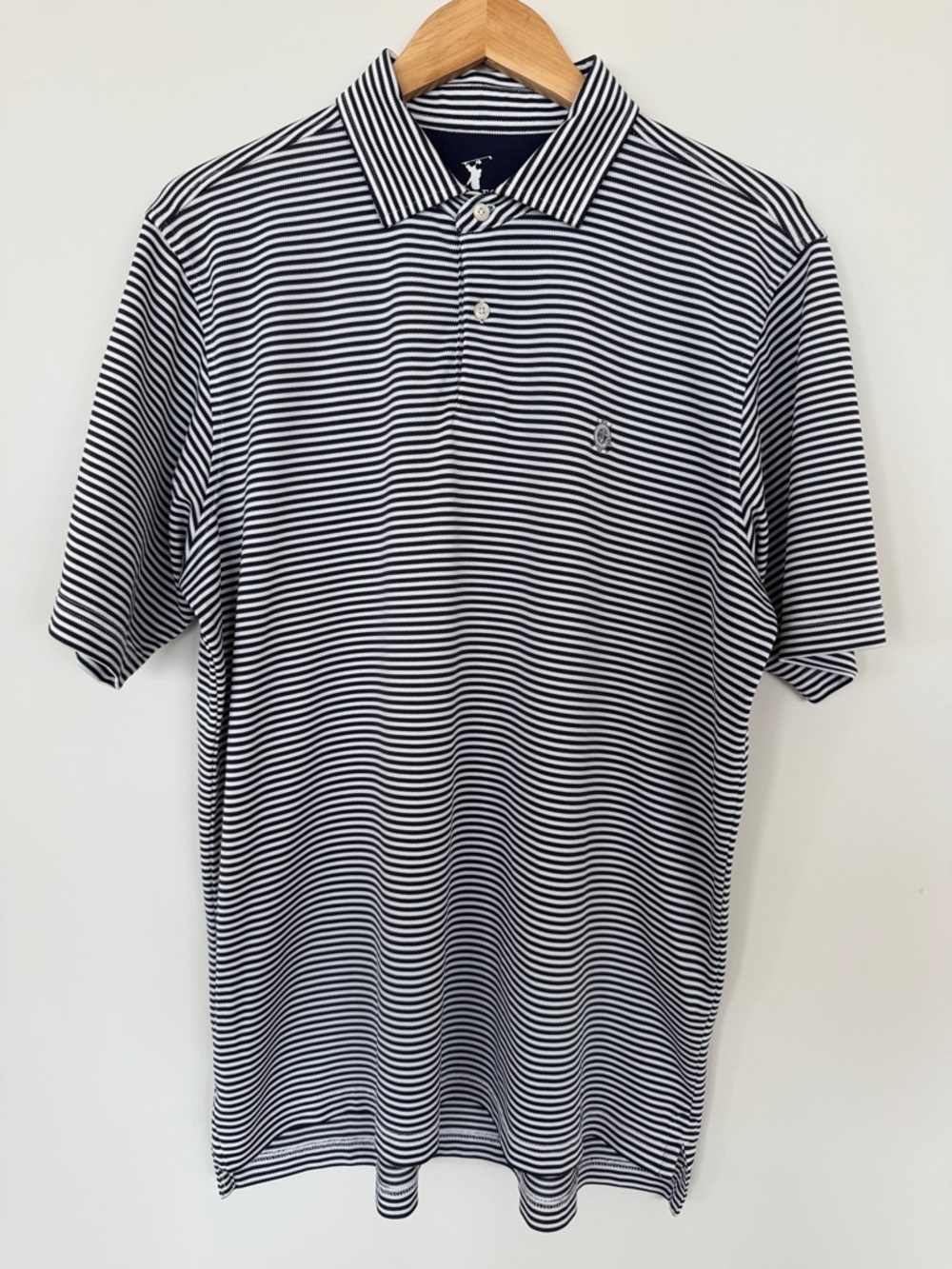 Men's Striped Polo Shirt - Navy & White Size Large